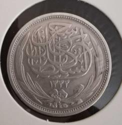 Mısır. 10 Piastres AH 1335 – 1917. Sultan Hüseyin Kamil. Gümüş. KM#319