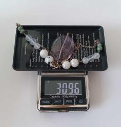 Vintage 925 Gümüş Ametrin Aytaşı Akik ve Yeşim Taşlı Kolye