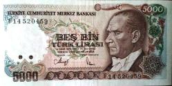 7. EMİSYON 2. TERTİP 5000 LİRA  ÇÇT BÜYÜK MEVLANA (RESİMDEKİ ÜRÜN GÖNDERİLECEKTİR) (79)