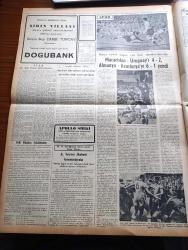 Vatan Gazetesi - 1 Temmuz 1954 - Yeni Dostumuz Kanada Yazan Ahmet Emin Yalman Yazı Dizisi - Seçim Kanunu Tadilatı 33 e Karşı 337 Oyla Kabul Edildi - Nevşehir'i İl Kırşehir'i İlçe Yapan Kanun Çıktı - Dünya Kupası Yarı Final Müsabakalarında Macaristan 4 Uruguay 2  Almanya 6 Avusturya 1 - Başbakan Adnan Menderes İle Kemal Kırıkoğlu Arasında Tartışmalar Oldu - Şeker Halka Vesika İle Dağıtılıyor - Dün Güneş Tutuldu - Milli Oyunlar Müsabakası Hakkında Bilgi Verildi - 1953 Türkiye Güzeli Belgin Doruk Puro Tuvalet Sabunu Kullanıyorum Diyor - Denizde İsyan Yazan Herman Wouk Yazı Dizisi - Bir İsrail Filosu İstanbul'u Ziyaret Edecek - Gülhane Sergisindeki Kümes Hayvanlarını Sansarlar Boğuyor - Sovyetler Atomla İşleyen Elektrik Santrali Yapmışlar - Cami Yanında Çıplak Resim Çektiren Kadın - General Ali Fuat Cebesoy'un Siyasi Hatıraları Yazı Dizisi - Arı Unları - 50 Bin Dolarlık Yedek Parça Geldi - Borsa - İstanbul Sinema Programı - Doğubank - Prens Sabahattin'in Hatırası Anıldı - Partizan Memurlar