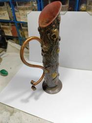 RF53---KAYNAKLA DEKORE EDİLMİŞ EL YAPIMI DEMİR VAZO