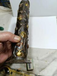 RF53---KAYNAKLA DEKORE EDİLMİŞ EL YAPIMI DEMİR VAZO