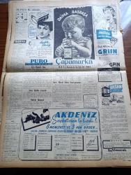 Vatan Gazetesi - 10 Mayıs 1954 - Ahmet Emin Yalman Köşe Yazısı - Kırşehir Seçimine Demokrat Parti İtiraz Etti - Çin Hindi Kuzeyinde Esir Kafileleri Görüldü - Amerikalı Tanınmış İnşaatçı Harry Morrison Seyhan Barajını İnceliyor - Kıbrıs Türkleri Muhtariyet Değil İlhak İstiyor - Teknik Okul Öğrencilerine Sabır Tavsiye Edildi - Sovyetler Birliğine Verilen Notamız Açıklandı - Başbakan Adnan Menderes Gazetecilere Ziyafet Verdi - Denizde İsyan Yazan Herman Wouk Yazı Dizisi - İstanbul'a Hasta Akını Önlenecek - Fotoğraflarla Haberler - General Ali Fuat Cebesoy'un Siyasi Hatıraları Yazı Dizisi - Büyük Bir Operet Bestekarı Emmerich Kalman - Ramazan Geceleri Karagöz - Jigolo Yazan Daniel Harper Yazı Dizisi - Galatasaray Beşiktaş'ı Dün 3 0 Mağlup Etti - Serbest Güreş Müsabakaları - Bahar Kupası Atletizm Yarışmaları - Şişli Terakki Lisesi'nin 75. Yıldönümü - Ayfer Feray Puro Tuvalet Sabunu Kullanıyorum Diyor - Çapamarka - Gripin - Ankara İstanbul İzmir Radyosu Programı - Bulmaca -T.M.G.T Toplantısı