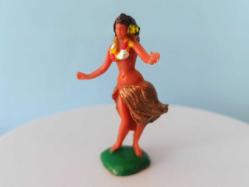 Vintage Hawaii Hula Kızları ve Ukulele çalan mini figürler Hong Kong 1960 lar El Boyama