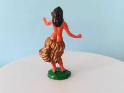 Vintage Hawaii Hula Kızları ve Ukulele çalan mini figürler Hong Kong 1960 lar El Boyama
