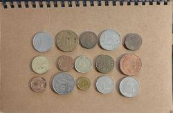 15 adet yabancı madeni para