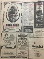 HÜRRİYET GAZETESİ 9 EYLÜL 1967 YIL :20 SAYI :6956-Magirus otobüs reklamı tam sayfa,Sirkeci Harem vapuru-Aziz Erçin-Kollias ,Bazı Yeni Tekliflerle Geliyor --Türkiye Kıbrıs ta Denize Açılan Toprak İstiyor ---İzmir in Kurtuluş Bayramı Bugün Kutlanıyor ---7 Ton Kaçak Makinalı Tüfek Mavzer ve Tabanca Ele Geçti ---Eski milyonerlerden  Sait Çubukçu ,ihtiyar  karısını  öldürdükten sonra  intihar etti ---Evliliğin devam etmesi için ihanet bir çareymiş ---Büyük ses  sanatkarı : Hülya Aksoy ---Türk Sanat Musikisinin Asıl Değeri :Nesrin Sipahi ---Beşiktaş ,Vefa ile oynuyor ---Eken :2 puan alırsak iyi netice sağlamış olacağız ---Futbolda :İspanya basketbolda  :İtalya ile karşılaşıyoruz ---45 .Kurtuluş Yıldönümü ---İlk Bayrak Sarıkışla 'ya çekildi ---Atina 'ya göre Kıbrıs için bir hal çaresi bulunmuş ----