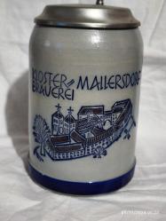 DAMGALI ZİN KAPAKLI KLOSTER MALLERSDORF BRAVEREİ  YAZILI ALMAN BİRA BARDAĞI-TANKART