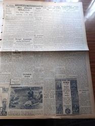 Vatan Gazetesi - 27 Mayıs 1950 - Spor Ve Gençlik Bayramı Gösterileri - Acemisi Olduğumuz Sanat Yazan Ahmet Emin Yalman - Hükümet Programı Son Şeklini Aldı - Büyük Millet Meclisinin Dünkü Toplantısı - Malatya Milletvekili İsmet İnönü Dün Yemin Etti -  Pasta Ve Şekerlemelerde Anilin Boyası Kullanılıyor - Belediyenin Florya'daki Tesisleri - İtham Eden Gözler Yazan Henry Bordeaux Yazı Dizisi - Üsküdar Türk Kolejinin Vereceği Temsil - Şehir Hatları Vapurları İlan Kabul Edecek - Radyo Telefon Telgraf Haberleri - Nihat Erim Ulus'taki Yazılarına Devam Ediyor - Mavi Gömleklilerin Berlin'e Akınları - Sovyetler İran'da 5 Millik Arazi İşgal Ettiler - Dolmabahçe Sarayı Adliye Olmalı Mı - Türkiye İran Milli Maçı Yarın Oynanıyor - Bir Kız Kendini Üçüncü Kattan Attı - Amerikan Başkanı Truman'ın Celal Bayar'ı Tebriki -  Kanuni Sultan Süleyman Yazan Feridun Fazıl Tülbentçi Yazı Dizisi - Okuyucu Şikayeti - Bulmaca - Jawa Çekoslovakya Motosikletleri - Tempo Kamyonetleri - Alman Herford Motorları