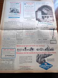 Vatan Gazetesi - 13 Temmuz 1953 - Ahmet Emin Yalman Köşe Yazısı - Komünistler Mütareke İçin Cevap Verecekler - Türkiye Güzeli Ayten Akyol - Long Beach Güzellik Yarışması - Milli Eğitim Bakanı Rıfkı Salim Burçak'ın Demeci - Washington'da Süveyş Kanalı İşi Görüşüldü - Mareşal Bulganin'in De Tevkifi Muhtemel - Millet Partisi Hakkında Yapılan Tahkikat - İçimizdeki Şeytan Yazan Raymond Rodiguet Yazı Dizisi - Şehrimizde Bu Ders Yılı Bir Alman Lisesi Açılacak - Dünya Üniversiteler Servisi Kongresi Dün Açıldı - Amerika'da Bir Cezaevinde İsyan Çıktı - Ses Yıldızımız Leyla Gencer İtalya'ya Gitti - Amerika İsrail'in Kararını Tanımıyor -  Batan Dumlupınar Denizaltısı Hakkında İsveç Basınının Yayını - Yeni Bir Gün Doğacak Yazan Emmanuel Robles Yazı Dizisi - Malenkof'un Hayatı Ve Siyasi Görüşleri - Palma'da Seyrettiğimiz Bir Boğa Güreşi - Gül Müsabakaları Bitti - Modada Dünkü Yelken Yarışları - İstanbul Kapılarında Fethin Büyük Tarihi Romanı Yazan Feridun Fazıl Tülbentçi Yazı Dizisi - Kozhelvası
