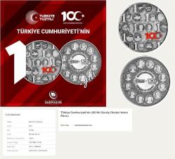 LOT.6 » Cumhuriyetin 100. Yılı,  Mineli, Okside Gümüş  Hatıra Parası SERTİFİKALI ÜCRETSİZ KARGO