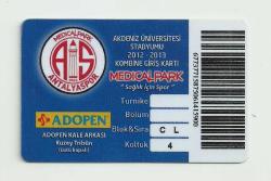 ANTALYASPOR  / GENPA - AKDENİZ ÜNİVERSİTESİ STADYUMU KOMBİNE MAÇ KARTI...
