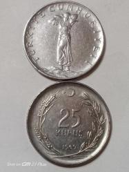 TÜRKİYE CUMHURİYETİ 25 KURUŞ 1969 ( TERS DÜZ TAKİM) ÇÇT