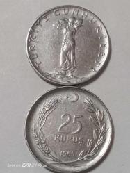 TÜRKİYE CUMHURİYETİ 25 KURUŞ 1969 ( TERS DÜZ TAKİM) ÇÇT
