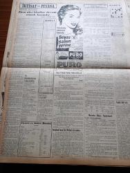Vatan Gazetesi - 15 Haziran 1953 - Ahmet Emin Yalman Köşe Yazısı - Büyük Doğu'nun Bıraktığı Yeri Dolduran Gazete Yeni Sabah - Şükrü Baban Ve Saidi Kürdi - Kamboç Kralı Noradom Sihanouk Siyam'a kaçtı - Hayat Pahalılığı İle Mücadele Hazırlığı - Şeker Bayramı Neşe İçinde Geçiyor - Amerika Seçimlerinde Demokrat Parti Namzedi Stevenson Okyanusa Girerken Fotoğraf - Naboland Şilebi İle Dumlupınar Denizaltısı Çarpışması Davasında İngiliz Bilirkişi De Raporunu Verdi - Türk Generalleri Kore'ye Vardılar - Kadınlar Tekkesi Yazan Refik Halid Karay Yazı Dizisi - Taş Kız Filmi Çevriliyor - Çatalca'da Köylülere Toprak Dağıtıldı - Everest Tepesine Çıkanların İntibaları - İstanbul Kapılarında Fethin Büyük Tarihî Romanı Yazan Feridun Fazıl Tülbentçi Yazı Dizisi - Türkiye'nin İlk Milli Parkı Uludağ - Fenerbahçe Ankaragücü İle 3 3 Berabere Kaldı - Vefa Kara Kuvvetleri Takımını 1 0 Yendi - Yeni Bir Gün Doğacak Yazan Emmanuel Robles Yazı Dizisi - Puro Tuvalet Sabunu - Bulmaca - İstanbul İzmir Ankara Radyosu