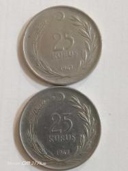 TÜRKİYE CUMHURİYETİ 25 KURUŞ 1967(  DÜZ TAKİM) ÇÇT