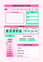 Haftalık Diyet Planı YAZ-SİL (Silinebilir Kalem Hediye)