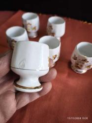 6 ADET AYAKLI PORSELEN FİNCAN TAKIMI TABAKSIZ  AĞIZ ÇAPI 4 CM