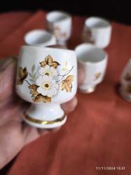 6 ADET AYAKLI PORSELEN FİNCAN TAKIMI TABAKSIZ  AĞIZ ÇAPI 4 CM