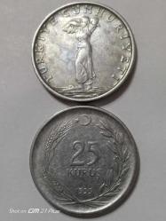 TÜRKİYE CUMHURİYETİ 25 KURUŞ 1959 ( TERS DÜZ TAKİM) ÇÇT