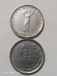 TÜRKİYE CUMHURİYETİ 25 KURUŞ 1959 ( TERS DÜZ TAKİM) ÇÇT