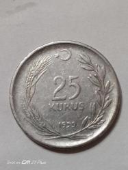 TÜRKİYE CUMHURİYETİ 25 KURUŞ 1959 (  DÜZ) ÇÇT