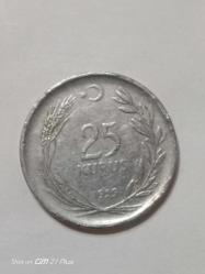 TÜRKİYE CUMHURİYETİ 25 KURUŞ 1959 (  DÜZ) ÇT