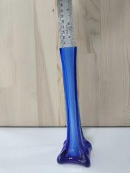 Murano taklidi tek çiçeklik vazo kobalt rengi