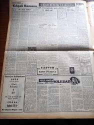Vatan Gazetesi - 6 Aralık 1953 - Ahmet Emin Yalman Köşe Yazısı - Churchill Sovyetlerle Temasın Fazlalaştırılmasını İstedi - İtalyan Güreşçileri 8 0 Yendik - Kısa Boylu Bayanlar İçin Moda - Yurttaş Şerefini Koruma Tasarısının Esasları - Milliyet Gazetesi Yazı İşleri Müdürlerinden Necdet Baytok Dün Vefat Etti - Mültecilerin Yurtta Kalması İçin Tedbir - Bektaşi Sırrı Baba Sınırdışı Edildi - Balık Tanzim Satış Yerinde Fahiş Fiyat - Yeşil Gözlü Soledad Yazan Greta Granor Yazı Dizisi - Edebiyat Fakültesinde Bir Matbaa Kurulacak - Şehirden Röportajlar Yazan Sadun Tanju - Süveyş Bölgesindeki Muazzam Üsler - Veba Yazan Albert Camus Yazı Dizisi -  Arı Unları - Singer Saatleri - Air France - Philco Radyo - Good Year Lastikleri