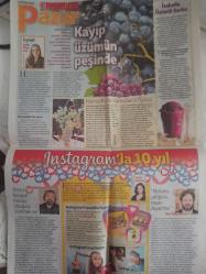 Milliyet Pazar Haftalık Aktüalite Sinema ve Magazin Gazetesi - 27 Eylül 2020 - 10 Yıllık Bir İnstagram Hikayesi - Çilek üzümlü dondurma - Şevket Çoruh ''Dert yumağı bir takke'' - Atık ekmekten biyoplastik - Harcaması bedava - Türkan Şoray - Yıldırım Mayruk - ''Film kostümlerimi kendim tasarladım'' - 15 günlük eğitimle Kovid-19 teşhisi - Şebnem Burcuoğlu - Dedektör köpekler işbaşında - Dursun Kaya - Murat Arslan - Toplanın Bill Gates'in parasını harcıyoruz - Mona Lisa mı La Lakers mı? - Çağdaş Ertuna - Takip Etmeyi de Nefret Etmeyi de Seviyoruz - Chiara Ferragni - Hedef influencer olmak - ''Hiç tereddütsüz 'evet' dedim'' - İlker Küçükparlak - ''Mutluluk zenginlik, başarı dayatması'' - Ceyda Ulukaya - Mustafa Seven - İzabella Üzümlü Sorbe - Kayıp üzümün peşinde - Aylin Öney Tan - Narince Kız ile Karaoğlan'ın Öyküsü fotoğraf ve haberi - Gazete tam değildir sadece 4 sayfası mevcuttur