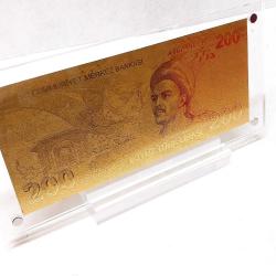 Masa üstü şeffaf sergi standında, Altın 24K Gold 200 TL. Altın Varak  200 TL Koleksiyonluk, Hediyelik
