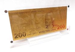 Masa üstü şeffaf sergi standında, Altın 24K Gold 200 TL. Altın Varak  200 TL Koleksiyonluk, Hediyelik