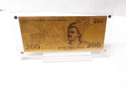 Masa üstü şeffaf sergi standında, Altın 24K Gold 200 TL. Altın Varak  200 TL Koleksiyonluk, Hediyelik
