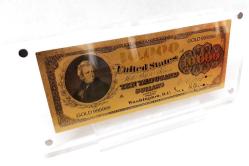 Masa üstü şeffaf sergi standında, Altın 24K Gold 10.000 $ 1978 Altın Varak  10.000 $, Koleksiyonluk, Hediyelik