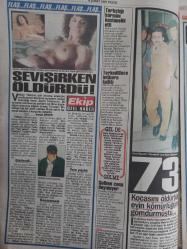 Ekip Haftalık Aktüalite Sinema Tiyatro Müzik ve Magazin Gazetesi - 9 Şubat 1997 - Sevişirken öldürdü! - Öfkeli koca filmde oynayan karısını çekim anında kurşunladı - Erol Macit: ''Cevdet'i asıl ben öldürdüm'' - Kocasını öldürtüp evin kömürlüğüne gömdürmüştü - Karımı, çocuklarımı getirin son bir kez onları göreyim! - Ayhan Melek - Tatil kaçamağı yuva yıktı - Ercan Şahin - Banu Şahin - Gülcan yazıyor - Her filmimde aşık olurum - Rutkay Aziz - Türkan Şoray - Didem Taslan TV'ye hazırlanıyor - Türk mayoları Florida'da - Kıymete bindi - Futbol konusunda anlaşamıyorlar - Görülmemiş Ölüm - Gürbüz Yılmaz - Cani Dadı - 9 Aylık bebeği 'çok ağlıyordu' diye döve döve komaya soktu! fotoğraf ve haberi - Gazete tam değildir sadece 8 sayfası mevcuttur
