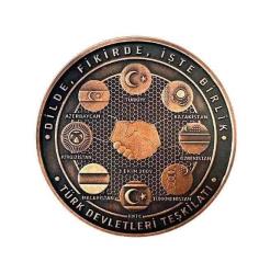 TÜRK DEVLETLERİ TEŞKİLATI BRONZ (OKSİDE) HATIRA PARASI KUTULU / (SIFIR ÜRÜN)