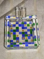 18097-ÇOK ŞİRİN CAM ÜZERİNE RENKLİ PUANTİYELER BEZENMİŞ KÜLLÜK