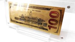 Masa üstü şeffaf sergi standında, Altın 24K Gold 100 $, Altın Varak  100 $, Koleksiyonluk, Hediyelik