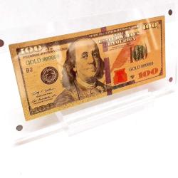 Masa üstü şeffaf sergi standında, Altın 24K Gold 100 $, Altın Varak  100 $, Koleksiyonluk, Hediyelik