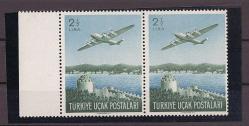 1950 2 1/2 LİRA Uçak Pulu 2'li Per  Mnh Lüks Tam Seri Pul