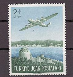 1950 2 1/2 LİRA Uçak Pulu Mnh Lüks