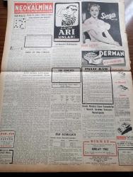 Vatan Gazetesi - 2 Aralık 1953 - Erim'lerin Pususu Yazan Ahmet Emin Yalman Köşe Yazısı - Maliye Bakanı Hasan Polatkan 1954 Yılı Bütçesi Esaslarını Anlattı - Ahmet Emin Yalman'a Suikast Davasına Bugün Devam Edilecek - Pakistan Devlet Başkanı Gulam Muhammed Gitti - Problemler Kulüp - Demokrat Parti Meclis Grubunda Başbakan Adnan Menderes İzahat Verdi - Verem Mütehassısı Profesör F. Heaf Demeçte Bulundu - Başbakan Adnan Menderes Bir Amerikan Dergisine Beyanat Verdi - Yeni Patrikhane Binası Fener'de Yapılacak - Hukuk Fakültesi Talebe Cemiyeti Kongresi Yapıldı - Yeşil Gözlü Soledad Yazan Greta Granor Yazı Dizisi - Baruthane'de Yeni Bir Şehir Kuruluyor - Samsun Vapuru Havuzdan Çıktı - Maraş'ta Bir Dokuma Fabrikası Kurulacak - Amerikan Yardımının %90 Kesilmesi İstendi - Filarmoni Konseri - Mozart - Beethoven - Denizaltıları Kurtarmak İçin Yeni Bir Çan İcad Edildi - Kılıçali Hamamı Yazan Adnan Veli Yazı Dizisi - Fransızlar Film Sansürü Hakkında Ne Düşünüyor - Sinema Tenkidleri  Atilla İlhan