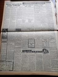 Vatan Gazetesi - 25 Ekim 1953 - Başbakan Adnan Menderes Adana'da Çok Mühim Bir Nutuk Söyledi - 50 Yıllık Hekimler İçin Jübile Yapıldı Profesör Cemil Topuzlu Bu Törenlere Katıldı - Eğitim Bakanı Rıfkı Salim Burçak Dün İzahat Verdi - Birleşmiş Milletler Günü İçin Toplantılar Yapıldı - İlk Atom Denizaltısı Denize İndiriliyor - Millet Partisi Dava Evrakı 2. Asliye Cezaya Verildi - İlim Yayma Cemiyeti Takipten Şikayetçi İmiş - Askeri Şura Terfi İşini Görüştü - Yeşil Gözlü Soledad Yazan Greta Granor Yazı Dizisi - Daktilo Makinesi İle Yazılan Gazeteler - Seyhan Hidroelektrik Projesi Hakkında Yazan İsmail İşmen - Gandhi'nin Oğlu Tahliye Edildi - Londra'da Benzinciler Grevi Devam Ediyor - Meşhur Jeoloji Profesörü Maurice Lugeon Öldü - Galile'nin Bir Eseri Bulundu - Viyolonist Gerard Kantargian - İstanbul Kapılarında Fethin Büyük Tarihî Romanı Yazan Feridun Fazıl Tülbentçi Yazı Dizisi - Muayyen Zamanlarda Sancılara Karşı Gripin - Sinka Dikiş Nakış Makineleri - Bima Konserveleri - Arı Unları
