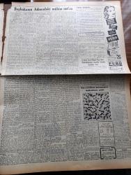 Vatan Gazetesi - 25 Ekim 1953 - Başbakan Adnan Menderes Adana'da Çok Mühim Bir Nutuk Söyledi - 50 Yıllık Hekimler İçin Jübile Yapıldı Profesör Cemil Topuzlu Bu Törenlere Katıldı - Eğitim Bakanı Rıfkı Salim Burçak Dün İzahat Verdi - Birleşmiş Milletler Günü İçin Toplantılar Yapıldı - İlk Atom Denizaltısı Denize İndiriliyor - Millet Partisi Dava Evrakı 2. Asliye Cezaya Verildi - İlim Yayma Cemiyeti Takipten Şikayetçi İmiş - Askeri Şura Terfi İşini Görüştü - Yeşil Gözlü Soledad Yazan Greta Granor Yazı Dizisi - Daktilo Makinesi İle Yazılan Gazeteler - Seyhan Hidroelektrik Projesi Hakkında Yazan İsmail İşmen - Gandhi'nin Oğlu Tahliye Edildi - Londra'da Benzinciler Grevi Devam Ediyor - Meşhur Jeoloji Profesörü Maurice Lugeon Öldü - Galile'nin Bir Eseri Bulundu - Viyolonist Gerard Kantargian - İstanbul Kapılarında Fethin Büyük Tarihî Romanı Yazan Feridun Fazıl Tülbentçi Yazı Dizisi - Muayyen Zamanlarda Sancılara Karşı Gripin - Sinka Dikiş Nakış Makineleri - Bima Konserveleri - Arı Unları