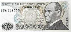 7. EMİSYON 10 LİRA B 58 44 8 555 ÇİL (RESİMDEKİ ÜRÜN GÖNDERİLECEKTİR)(S-64)