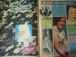 Pazar Haftalık Aktüalite Sinema Tiyatro Müzik ve Magazin Dergisi - 21 Nisan 1972 - Sayı:813 - Filiz Akın - Seher Şeniz - 30 Yıl Öncesinin Modasını Sunuyor - Gülbin Eray - Nazan Berk - Nuran Aksoy - Ülkü Ülker - İrfan Atasoy - Hamiyet Yankı - Seyyal Taner Yeşilçam'a Dönüş Yaptı - Nilgün Utku genç kız oldu ve baloya gitti - Menderes Utku - Nazan Şoray kaleci Yasin'e el koydu - Sevda Nur - Kamuran Ballı - Gülsün Kamu - Nil Başak - Tursil Deterjan Reklamı - Esen Püsküllü - Gülgün Erdem - Seher Şeniz - Sevda Ferdağ, Cüneyt Arkın yatağa girip seviştiler - Meral Küçükerol - Münir Özkul - Türkan Şoray - Piraye Uzun bir ayda üç film çevirdi - Prenses Banu - Bir dişi kaplan - Tamer Yiğit - Nuray Yiğit fotoğraf ve haberi - Tam Takım Dergi