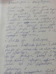 27 Şubat 1984 - Kocaelispor - Denizlispor maçı - Kocaeli'nin eski gücü yok geçen hafta Sarıyer'i yenerek ayrıldılar - Oysa ki çok kişi 0-2 oynamıştı bu maça - Adana Demirspor - Boluspor maçı haberi - Islak kalemle a4 kağıdına yazılmış bilgi notu - Tek Yaprak Arkalı Önlüdür