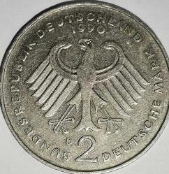 ALMANYA 1990 2 MARK HATIRA  Dr.Kurt Schumacher. 30. Yıldönümü - Federal Cumhuriyet (1949 - 1979)