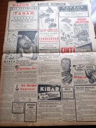 Vatan Gazetesi - 22 Haziran 1950 - Eskişehir Ve Şarkta Felakete Uğrayanların Durumu - Ulaştırma Bakanı General Fahri Belen - Fin Milletvekili Bayan Karvikko Şehrimizde - Fuchs Hidrojen Bombası Sırlarını Da Ruslara Vermiş - Siyaset Ufkumuzun Yeni Simaları Yazan Sinan Korle Yazı Dizisi - Geniş Bir Dünya Görüşüne Sahip Bakan Nihat Reşat Belger - Kandıra'daki Yamyamlar -  Türk Ocakları Halkevlerini İstiyor - İtham Eden Gözler Yazan Henry Bordeaux Yazı Dizisi - Ocaklar Niçin Kapatıldılar - İtalya'da Kominform Aleyhtarı Komünist Partisi Kuruldu - İngiltere Kıbrıs'tan Vazgeçemiyor - Servisten Çıkarılan Makam Otomobilleri - Resimlerle Hadiseler - Kanuni Sultan Süleyman Yazan Feridun Fazıl Tülbentçi Yazı Dizisi - Pasifik Adalarında Bir Türk Anlatan Faruk Yönter Yazı Dizisi - İstanbul Üniversitesi Talebe Birliği Ve Devlet Tiyatrosu Sanatkarları - Çapamarka - Jawa Motosikletleri - Çörçil Anlatıyor Çıktı - Kanzuk Eczanesi - Mazon Meyva Tuzu - İstanbul Ankara Radyosu Programı - Kibar Sabunu