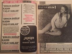 Pazar Haftalık Aktüalite Sinema Tiyatro Müzik ve Magazin Dergisi - 1974 Yılı - Sayı:988 - Seher Şeniz - Nükhet Duru - Seyhan Karabay - Aysun Erge - Arzu Okay - Emel Özden - Seyhan Karabay - Emel Özden - Volkan Kayhan - ''Ben Muazzez Abacı'' Atilla ile gözlerimiz bir birleşti ve bir daha ayrılmadı - Muazzez Abacı - Fagrettin Aslan - Melek Görgün Dev Posteri - Hülya Koçyiğit'ten sonra Türkan Şoray'da şirket kurdu - Filiz Akın - Muzaffer Özpınar - Belgin Doruk - Filiz Akın  Dikkat! - Çetin İnanç - Dansözlükte iş kalmayınca Figen Han kürkçü dükkanına döndü - Sermet Serdengeçti - Melek Görgün - Yılmaz Köksal - Yeşim Yükselen - Feri Cansel - Turgut Akan - Nuri Sesigüzel - ''Dut gibi aşığım'' fotoğraf ve haberi - Posterli Tam Takım Dergi